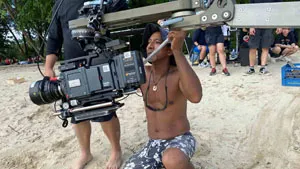Phantom Flex 4k setup on Jib at Changi Beach