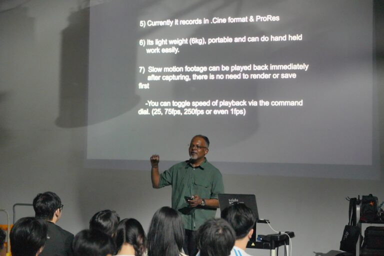 High-Speed Filmmaking Workshop in Singapore conducted by T-Eight founder and cinematographer Senthil M. at ITE College Central.