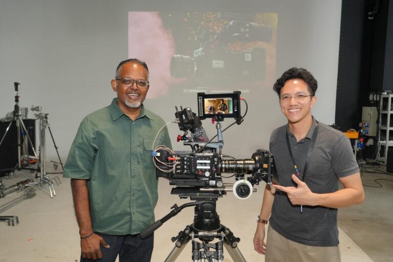 Senthil.m and ITE lecturer/DOP Khai with the Phantom flex4k used in the workshop