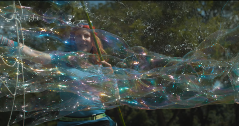 Bubble artist in super slow motion