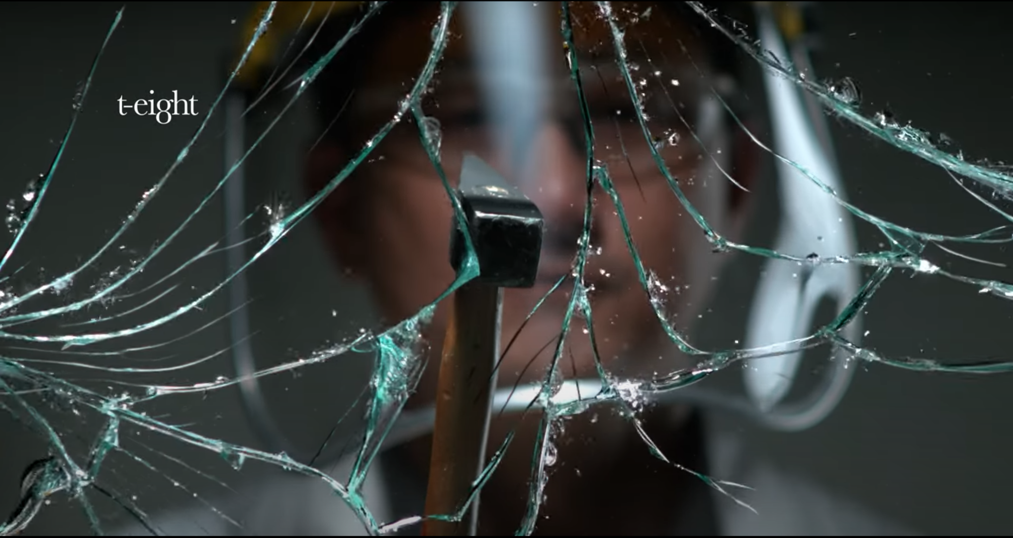Glass breaking apart during a high-speed material test