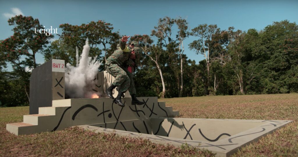 Fake grenade explosion filmed in slow motion with a high-speed camera in Singapore